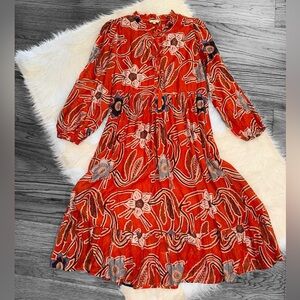 JODIFL Red and Blue Floral Midi Dress